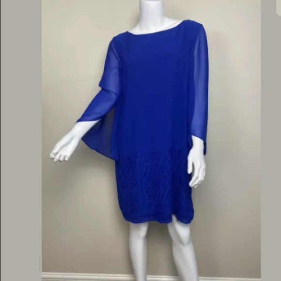 Tahari Arthur Dress brilliant blue Chiffon NWT - Picture 6 of 13